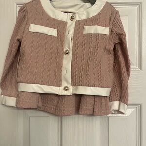 Pink and White Textured Cardigan